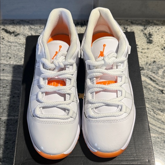 Jordan 11 Retro Low “Citrus” PS Kids White and Orange Sneakers - Picture 3 of 6